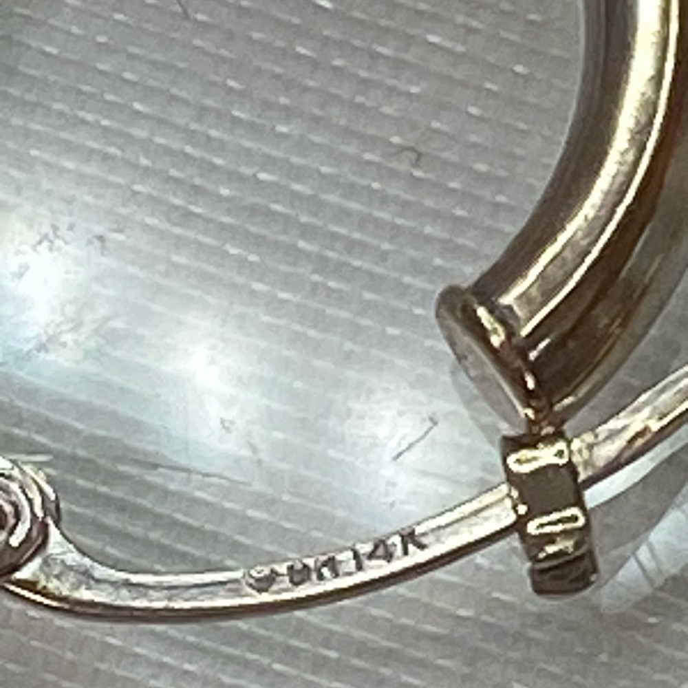 14K WHITE GOLD classic hoop earrings REAL GOLD .75” - Picture 10 of 11